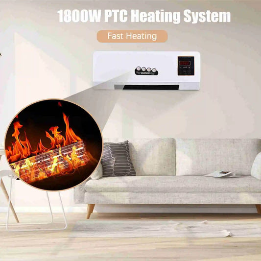 2-in-1 Wall-Mounted Heater & Fan – Digital Display, Nature Wind Mode & Timer for Home/Office/Dormitory