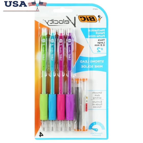 0.9 mm Mechanical Pencils – Shatter-Resistant, Refillable Erasers & Comfortable Grip (4-Pack)