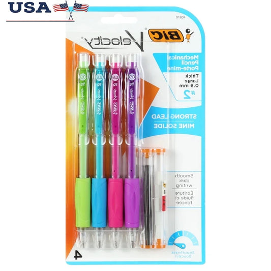 0.9 mm Mechanical Pencils – Shatter-Resistant, Refillable Erasers & Comfortable Grip (4-Pack)