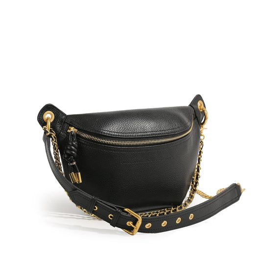 ITAMOOD Women’s Luxury Designer Leather Waist Bag with Chain Strap – Phone & Essentials Crossbody