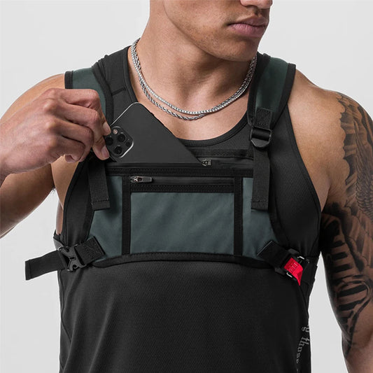 Sports chest running vest bag – water-resistant lightweight backpack for men, fitness workouts, cycling & outdoor training