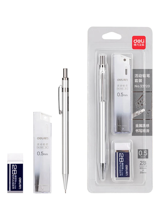 Deli 2B 0.5mm Mechanical Pencil Set – Precision Writing Tool with Refillable Leads