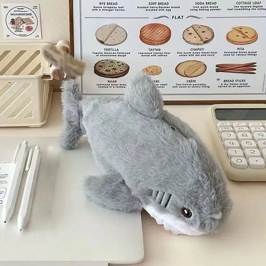 Cute Plush Shark Pencil Case – Large Capacity Stationery Storage Bag, Back-to-School Pen Pouch for Kids, School & Office Supplies