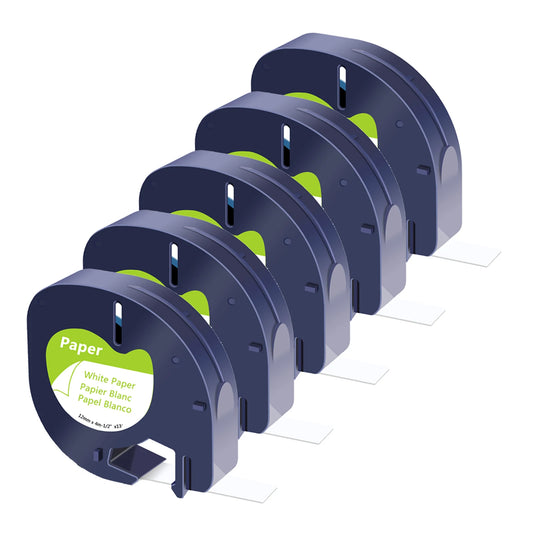 20-Pack Black-on-White Label Tape – Compatible with Dymo LetraTag (e.g., A91330, A91220, A59421) for LT100T, QX50 & More