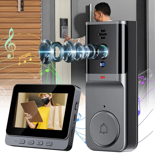 WiFi Wireless Intercom Smart Doorbell – 4.3” IPS Screen with HD Video Camera, Two-Way Audio & Home Security Surveillance System