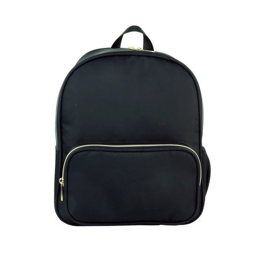 Black Customizable Nylon Backpack – Large Capacity Travel & School Everyday Bag