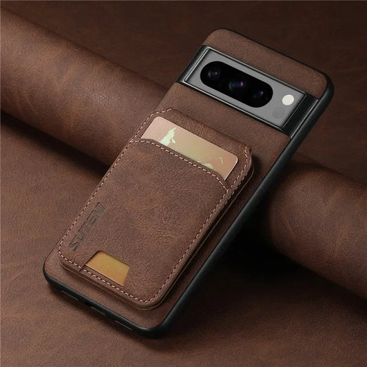 Luxury Leather Wallet Phone Case – Magnetic Pocket Cover with Card Holder for Google Pixel 6/7/8/9 Pro & A Series