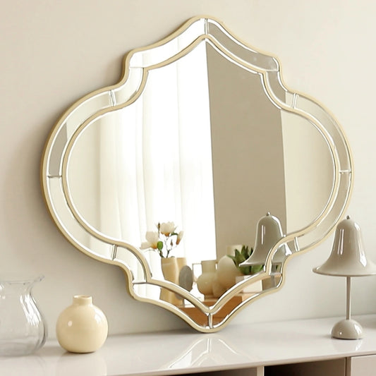 Large Gold Wall Mirror – Luxury Golden Rim Glass Frame Accent Mirror for Living Room, Hallway & Modern Home Décor