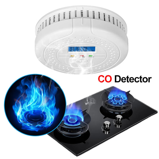 Digital Carbon Monoxide Detector – Battery Powered CO Sensor with Audible & Visual Alarm for Home and Warehouse Safety