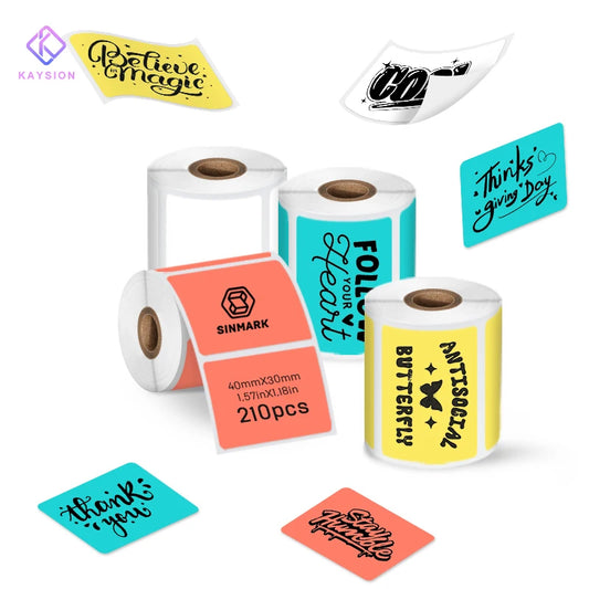 Set of 4 Colorful Thermal Label Paper Rolls – Waterproof, Self-Adhesive Stickers for Portable Printers