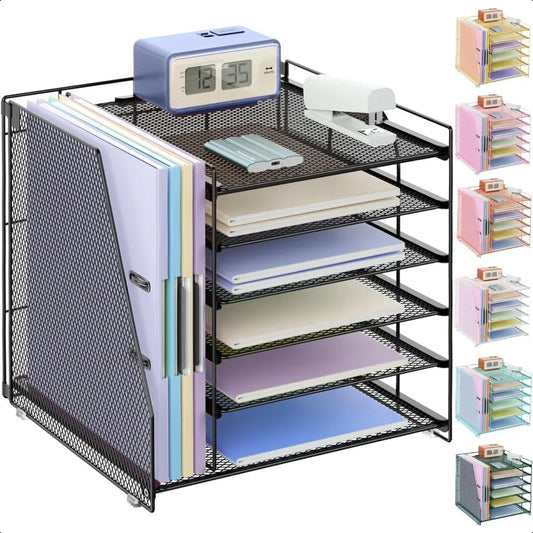 6-Tier Desk Organizer with File Holder – Document Storage Rack for Office & Home, Space-Saving Design 🗂️✨