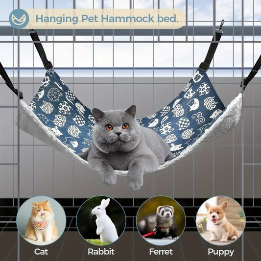 2 Pcs Reversible Cat Hanging Hammock – Soft Breathable Pet Cage & Bed for Small Dogs, Rabbits & Cats