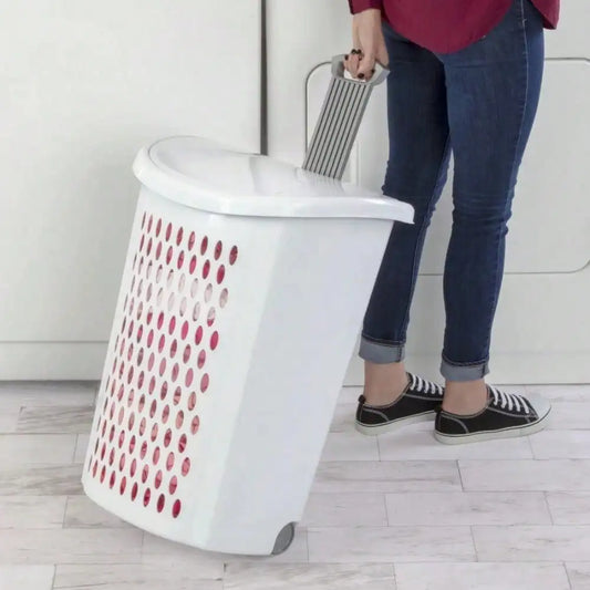 Plastic Wheel Laundry Basket with Flip-Top Lid & Wheels – Portable Dirty-Clothes Storage & Transport Solution