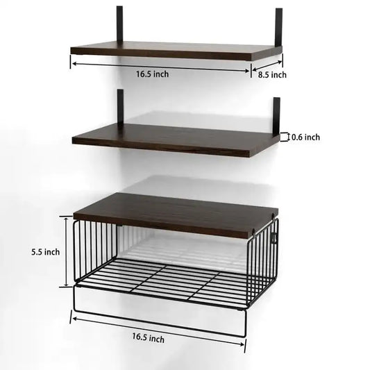 Wood Wall-Mounted Floating Shelves Set of 3 – Farmhouse Style Bathroom & Bedroom Storage