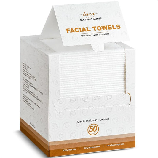 Disposable Face Towels – Biodegradable, Extra Thick & Soft Plant Fiber Facial Washcloths for Cleansing & Skincare