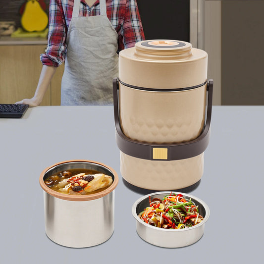3-Tier Insulated Food Thermos Lunch Box – Sealed Stackable Thermal Container for School & Daily Use