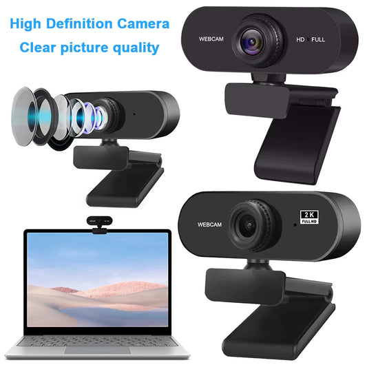 USB HD Webcam – 1080p/2K Autofocus Web Camera with Microphone, Plug & Play for PC, Laptop & Desktop