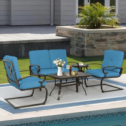 5-Piece Metal Outdoor Patio Furniture Set – Wrought Iron Chairs with Cushions for Garden & Balcony 🌿🪑✨