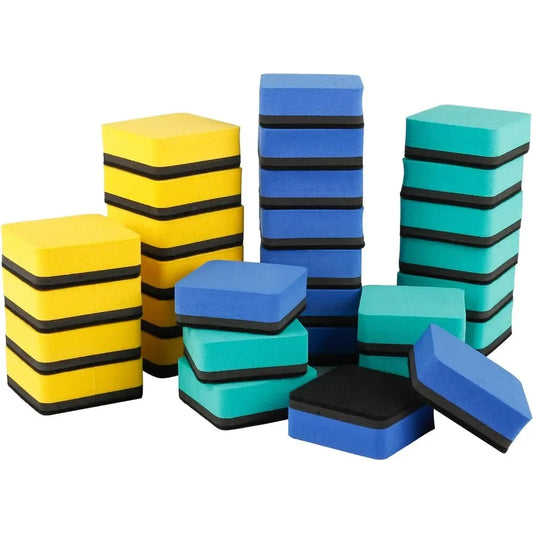 Mini Magnetic Whiteboard Erasers – 30-Pack Dry Erase & Chalkboard Cleaners (1.97 × 1.97 in)