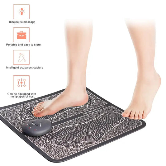 EMS Foot Massager Pad with 8 Modes – Electric TENS Acupuncture Pulse Muscle Stimulator Mat