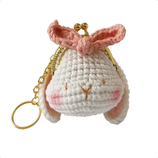 Crochet Animal Keychain Coin Purse – Mini Handmade Kisslock Bag & Backpack Charm for Girls & Women