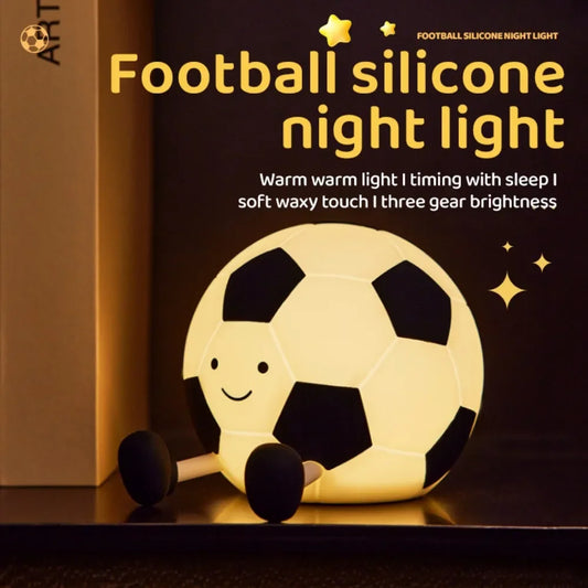 Football Silicone Night Light – Rechargeable Nursery Bedside Lamp with 3-Level Dimmable Glow, Cute Silicone Sleeping Lamp for Kids’ Room Décor