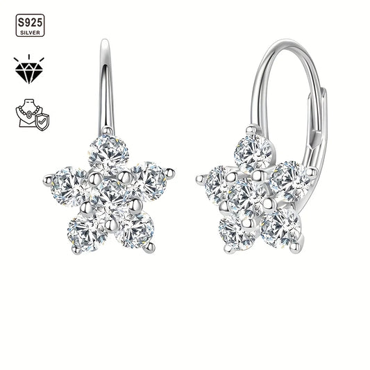 S925 Sterling Silver Sunflower Earrings with 2CT Moissanite – Elegant Gift for Women 🌻💎