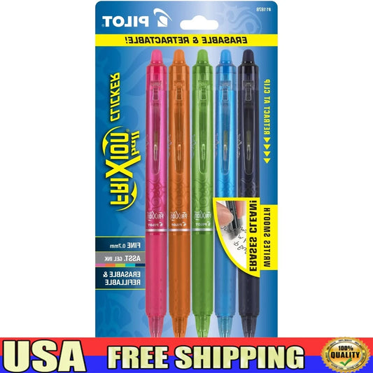 Erasable Gel Ink Pens – Fine Point Retractable Pens with Thermo-Sensitive Ink (5-Pack)
