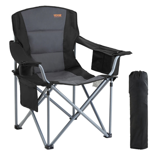 Succebuy Camping Folding Chair – Portable Quad Chair with Lumbar Support, Padded Arms & Side Pockets 🏕️🪑