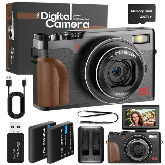 56MP 4K Autofocus Digital Camera with 18X Zoom, 32GB TF Card & Dual Batteries 📸✨