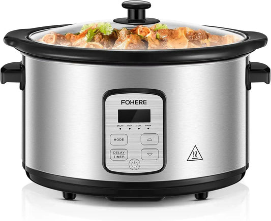 6-Quart Programmable Slow Cooker – Adjustable Temperature & Timer with Ceramic Inner Pot