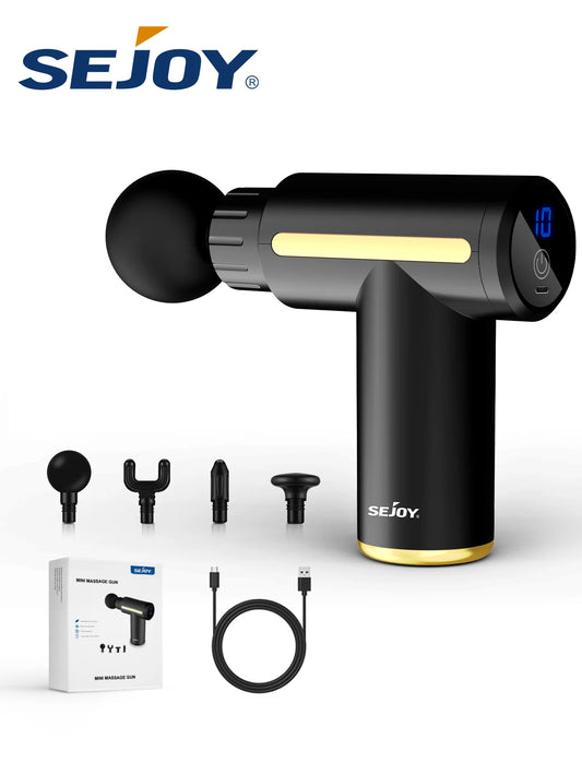 Deep-Tissue Massage Gun – Percussion Fascia Massage Gun with 4 Heads, 6 Speeds for Pain Relief & Recovery