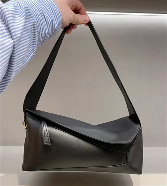 Women’s Luxury Geometric Puzzle Hobo Bag – Soft Under-Arm Purse Size 29 cm × 12 cm