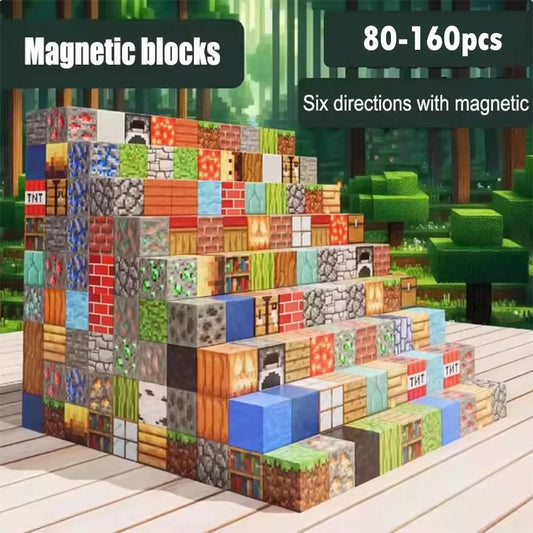 80–160PCS Magnetic Building Blocks Mine DIY Set – Creative Construction Puzzle Kit, Educational STEM Toy for Kids Ages 3+