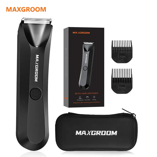 MAXGROOM Waterproof Body Hair Trimmer for Men – IPX7 Groin & Body Groomer with LED Light