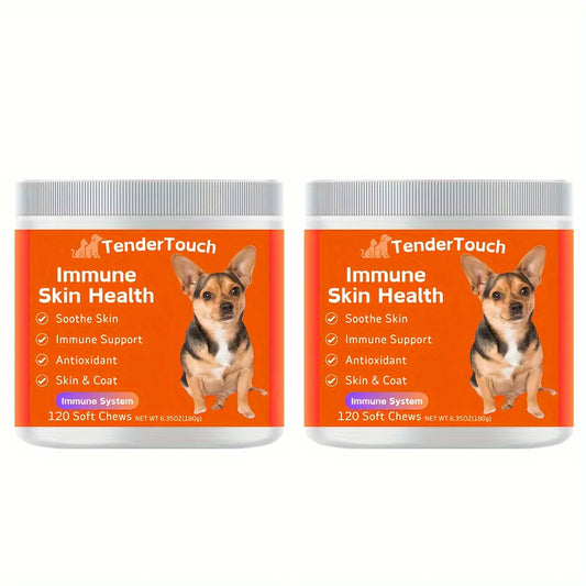 TenderTouch Allergy & Immune Supplement for Dogs – 240 Chews (2-Pack, 360g) for Seasonal Allergies, Itch Relief & Stronger Immunity