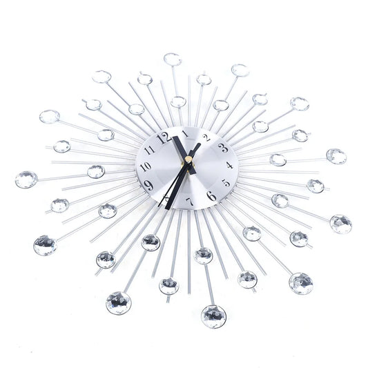 13-Inch Crystal Glass Wall Clock – Silent Movement Luxury Wall Clock for Living Room & Home Décor
