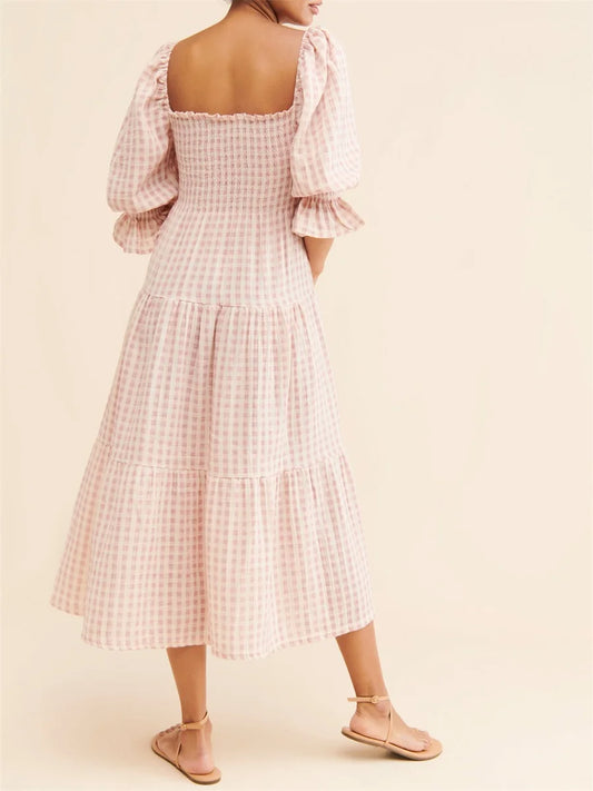 Women’s Floral Print Maternity Dress – Half Sleeve Pregnancy Outfit with Square Neckline, Perfect for Fall Baby Showers