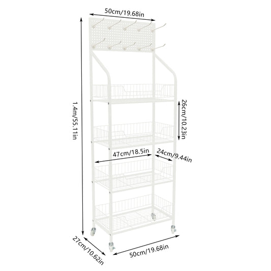 4-Tier Display Snack Rack – Wire Metal Retail Store Accessory Display with Hooks