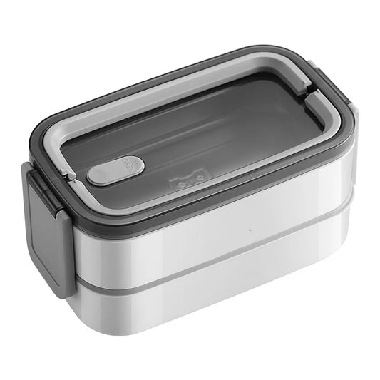 2-Stage Stainless Steel Lunch Box – Microwave / Oven Safe Dual Layer Meal Container for Office & Work