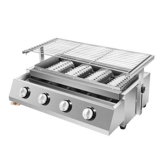 “4-Burner Propane Gas BBQ Grill – Stainless Steel Portable Smokeless Barbecue for Outdoor Patio & Garden”