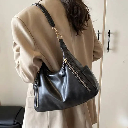 Women’s Large-Capacity PU Leather Shoulder Bag – Under-Arm Pouch Crossbody Flap Handbag