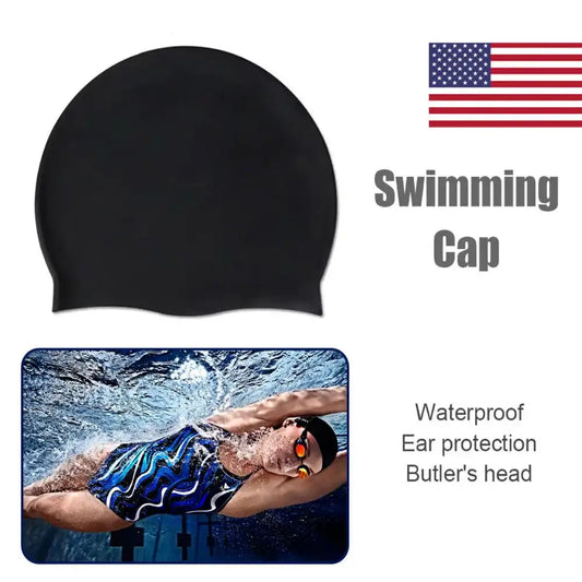 Solid Color Waterproof Swimming Cap for Men & Women – Long Hair Friendly Swim Hat 🏊♂️