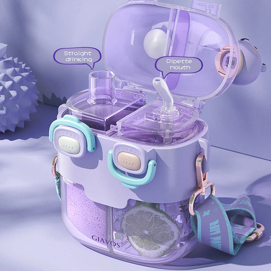 780ml Leakproof Kids Water Bottle with Straw – Portable Cartoon Design for School, Camping & Outdoor Activities 🧃🏕️