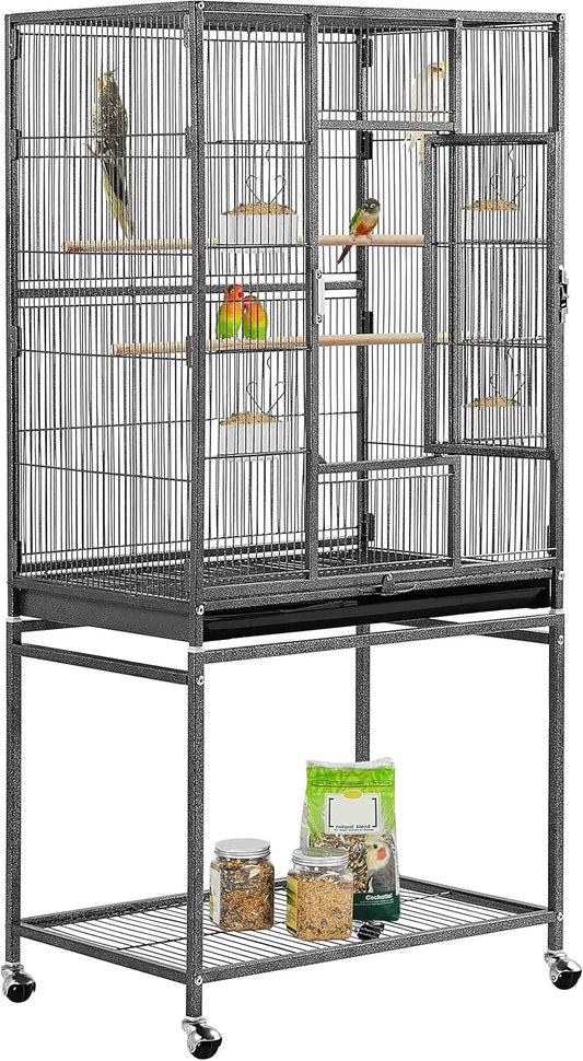 Metal Large Bird Cage with Stand – Spacious Parrot & Parakeet Habitat for Cockatiels, Lovebirds, Budgies, Finches & Canaries
