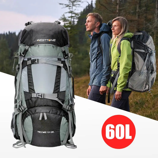 60L Internal Frame Hiking Backpack with Rain Cover – Large Capacity Outdoor Adventure Pack