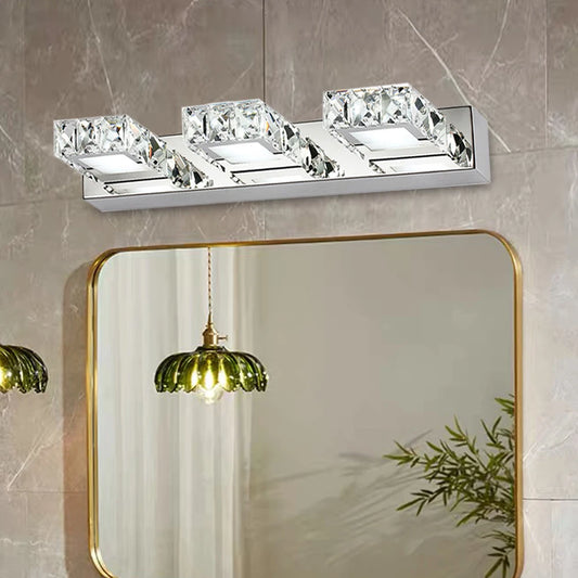 K9 Crystal LED Bathroom Mirror Light – Modern 3-Head Wall Mounted Vanity Fixture, IP65 Waterproof, 6000K