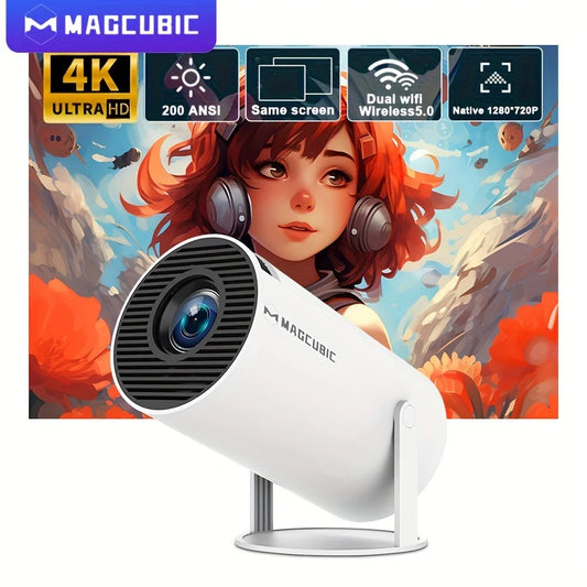MAGCUBIC HY300 Pro Mini Projector – Native 720p HD (4K Support), 200 ANSI Lumens, Android 11, Dual-Band Wi-Fi 6 & Bluetooth 5.0