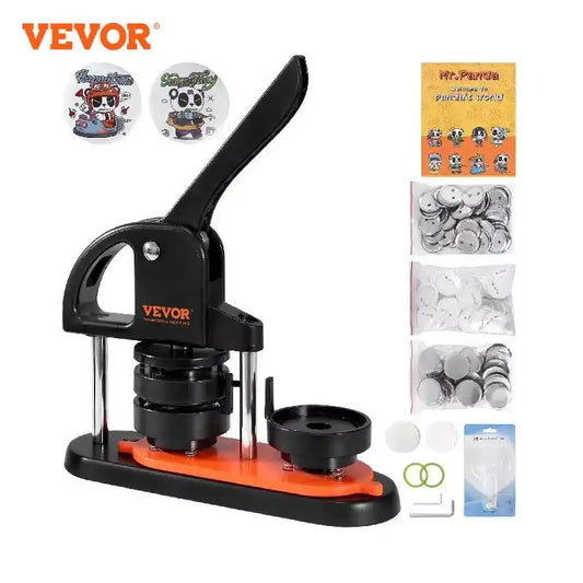Vevor Button Maker Machine – 25/32/58mm Pin Badge Maker with Button Parts & Ergonomic Arc Handle, DIY Punch Press Kit