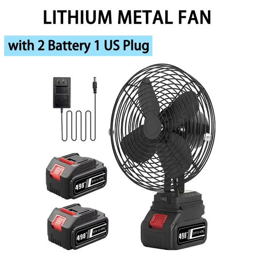 20,000 mAh Portable Camping Fan – 6″ Wireless Outdoor Metal Fan with Dual Batteries